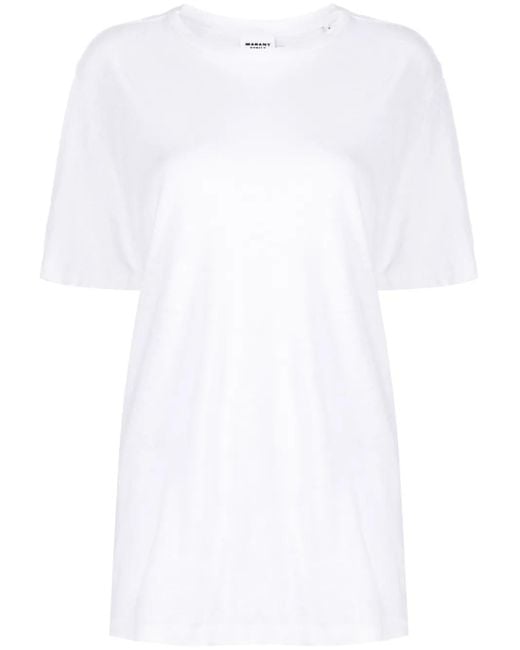 T-Shirt Zewel En Lin À Logo Imprimé Isabel Marant en coloris White