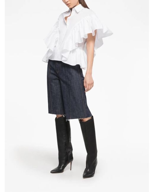 AZ FACTORY White X Lutz Huelle Waterfall Ruffle-Sleeve Shirt