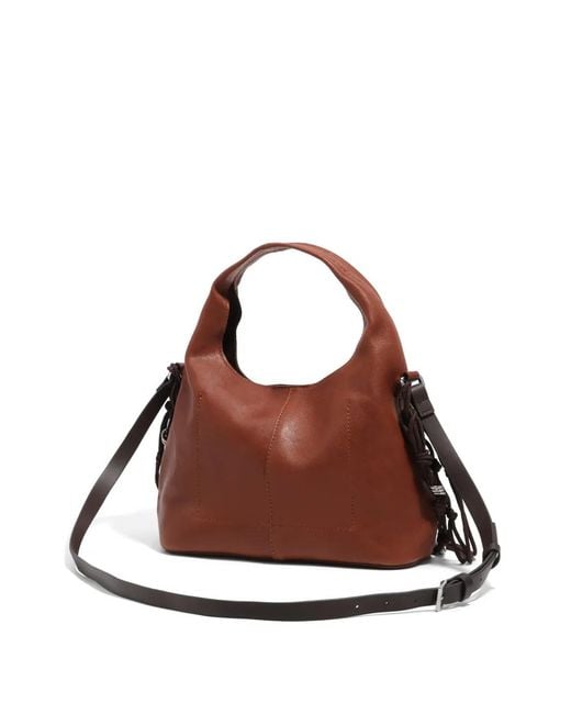 Bimba Y Lola Brown Small Dark-Tan-Leather Paper Bag
