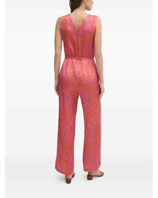 La Petite Francaise Red Colette V-Neck Floral-Print Jumpsuit