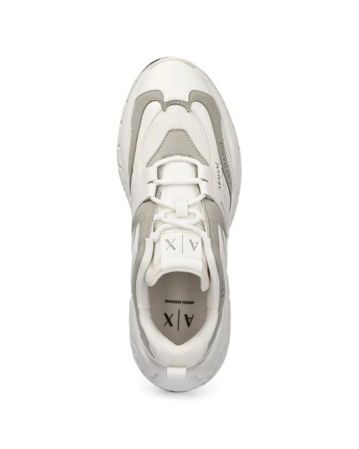 ARMANI EXCHANGE White Logo-Print Panelled Sneakers