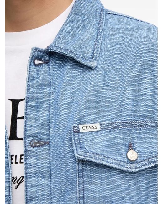 Giacca Denim Con Tasca di Guess in Blue da Uomo