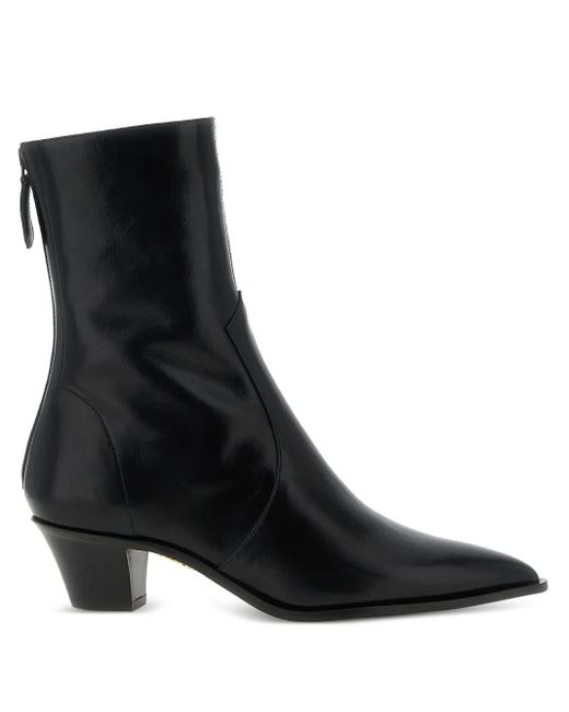 Aquazzura Black Pointed-Toe Zip Boots