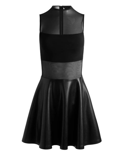 Alice + Olivia Black Ausgestelltes Chara Minikleid Mit Mesh-Einsatz