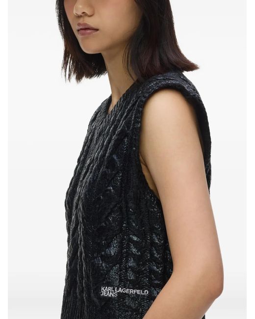 Karl Lagerfeld Black Cable-Knit Sweater