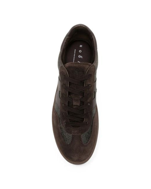 Hogan Gray Cool Logo-Patch Suede Sneakers for men
