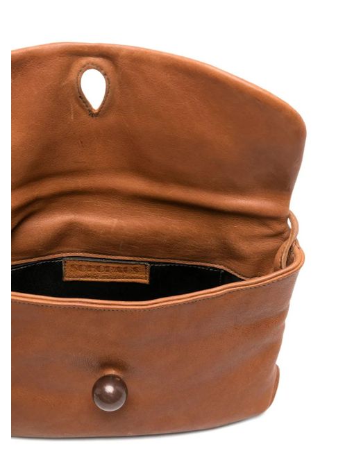 SOMMET Brown Leather Button Shoulder Bag