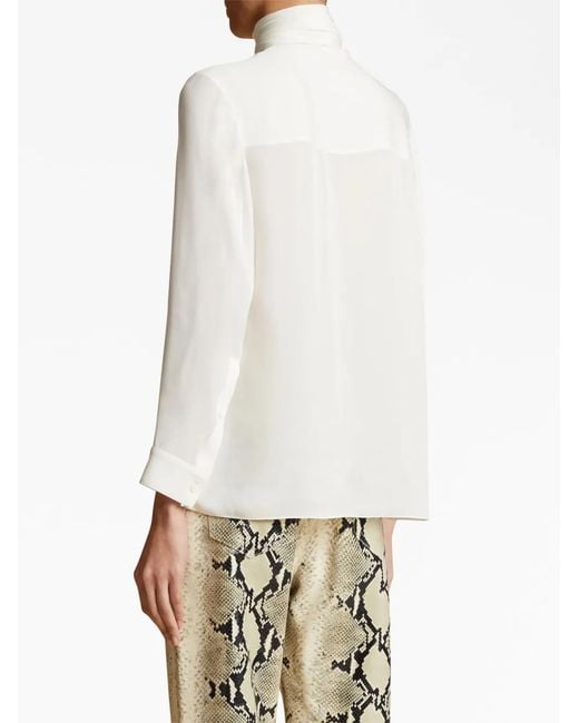 Khaite White Tash Scarf-Detail Silk Blouse