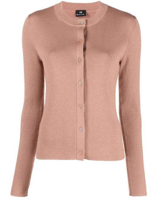 PS by Paul Smith Pink Knitted Buttoned Cardigan