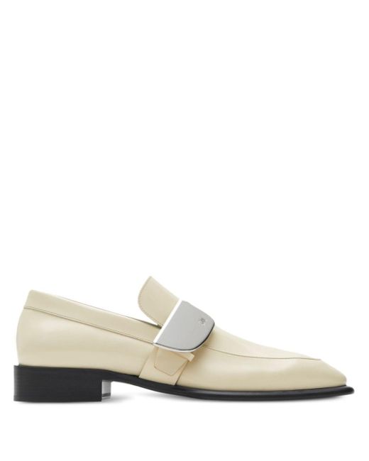 Burberry White Shield Leather Loafers for men