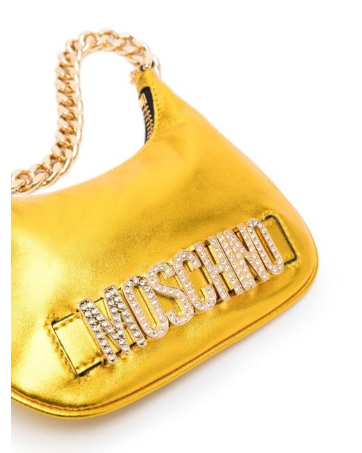 Moschino Metallic Crystal-embellished Logo Shoulder Bag