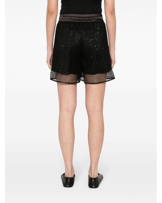Peserico Black Sequin-embellished Shorts
