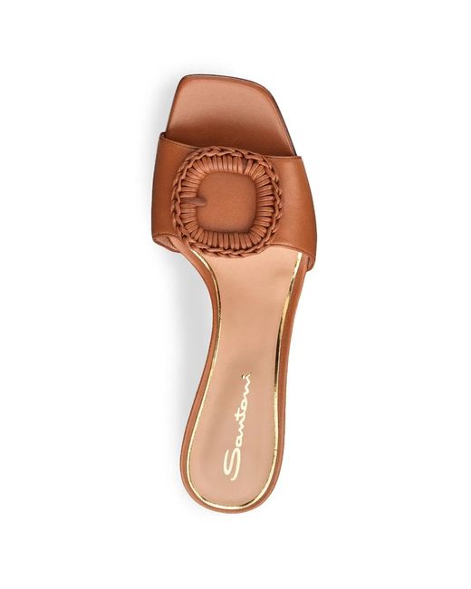 Santoni Natural Woven Buckle Sandals