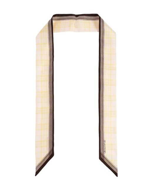 Jil Sander White Plaid-Patter Silk Scarf