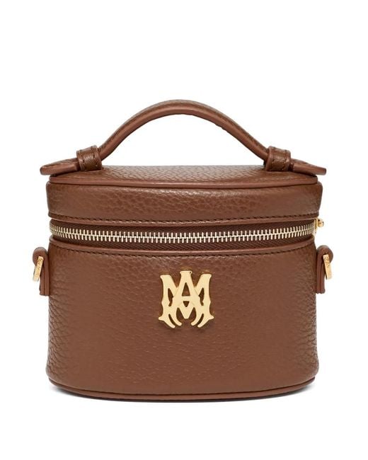 Amiri Brown Nano Logo Leather Vanity Bag