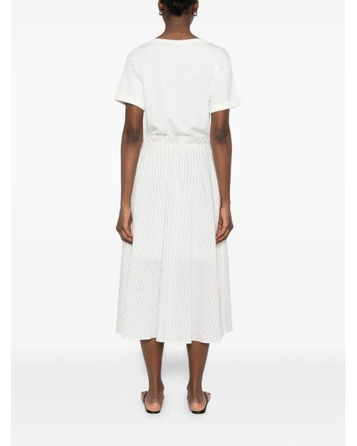 Liu Jo White Striped-Pattern Midi Dress