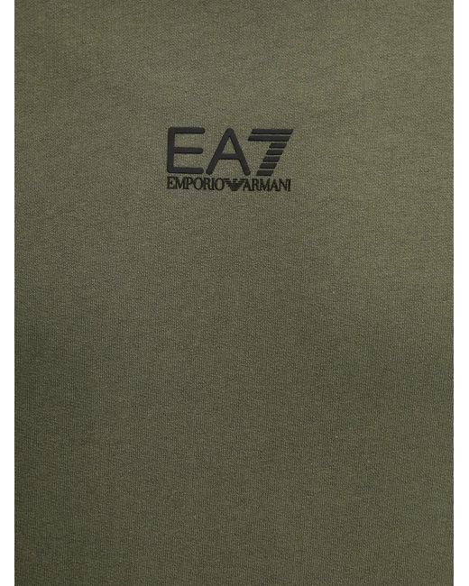 EA7 Green Logo-Detail Hoodie for men