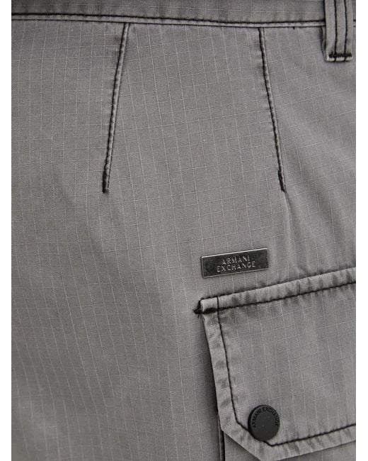 ARMANI EXCHANGE Gray Checked Cargo Shorts for men