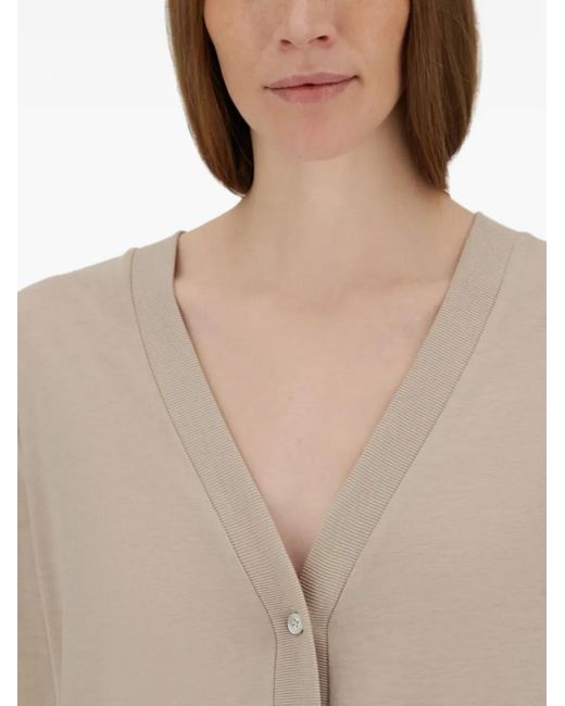 Herno Natural Ribbed-Knit V-Neck Cardigan
