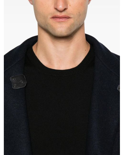 Fay Black Round-Neck Virgin Wool Sweater for men