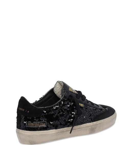 Golden Goose Deluxe Brand Black Sequin-Embellished Round-Toe Sneakers