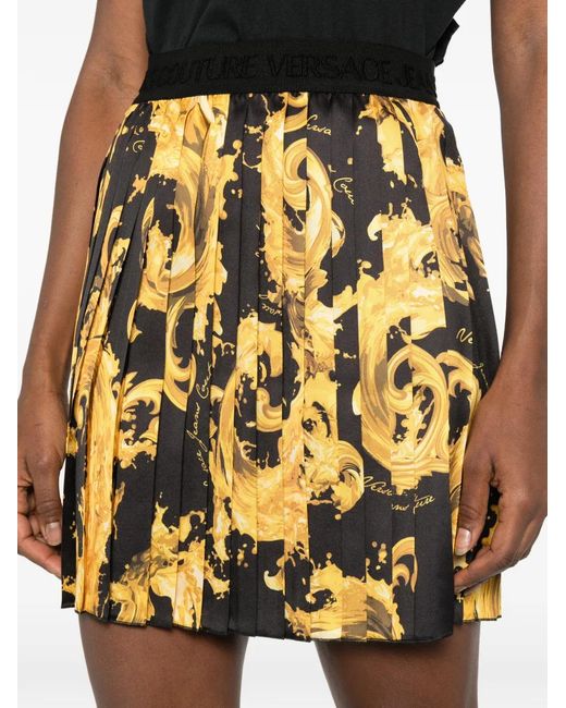 Versace Jeans Couture Metallic Pleated Pattern Short Skirt