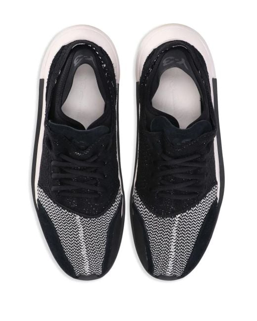 Y-3 Black Qisan Knitted Low-Top Sneakers for men