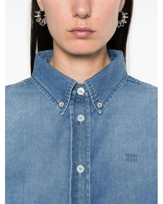 Givenchy Blue Cropped Denim Shirt