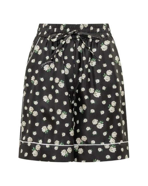 Dolce & Gabbana レディース ブラック フローラル シルクショート