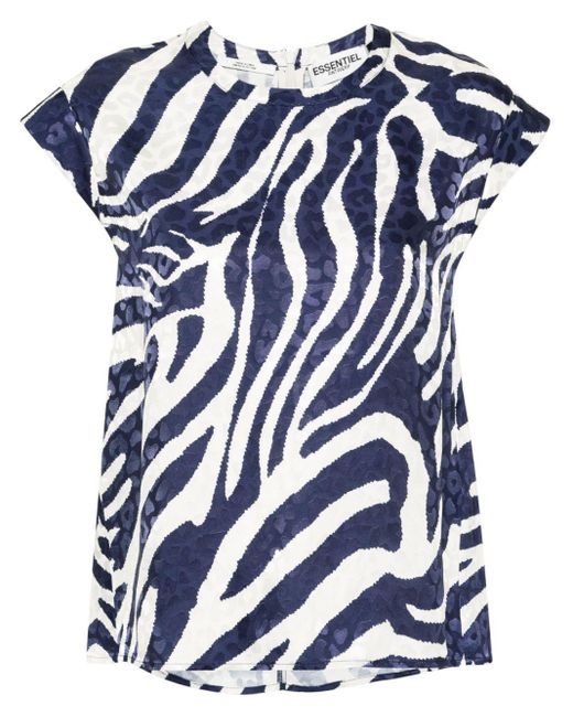 Leopard-jacquard printed blouse Essentiel Antwerp de color Blue