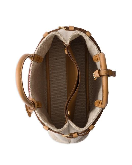 Prada Pink Buckle Small Canvas And Leather Bag