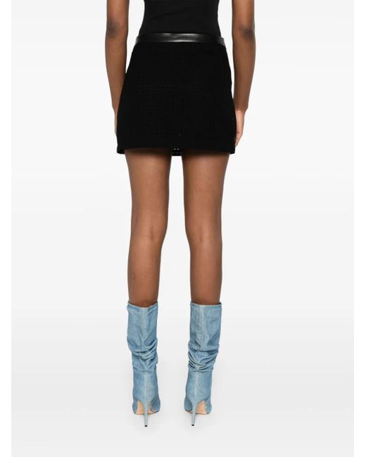 Casablanca Black Open-Weave Tailored Mini Skirt