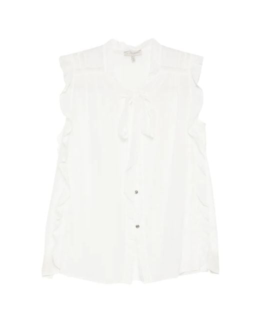 Shiatzy Chen White Lace Chiffon Halter Top