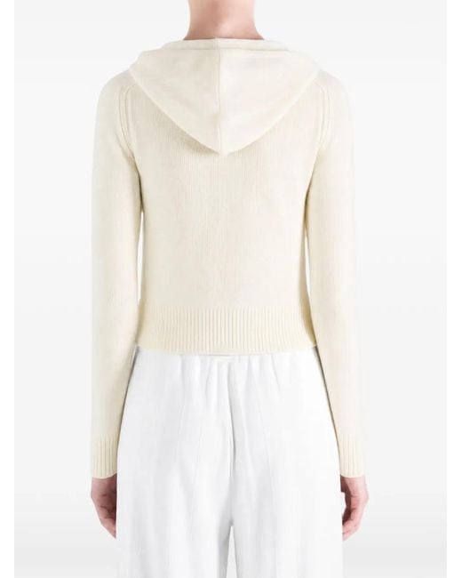 Burberry White Logo-Patch Zip-Up Cardigan