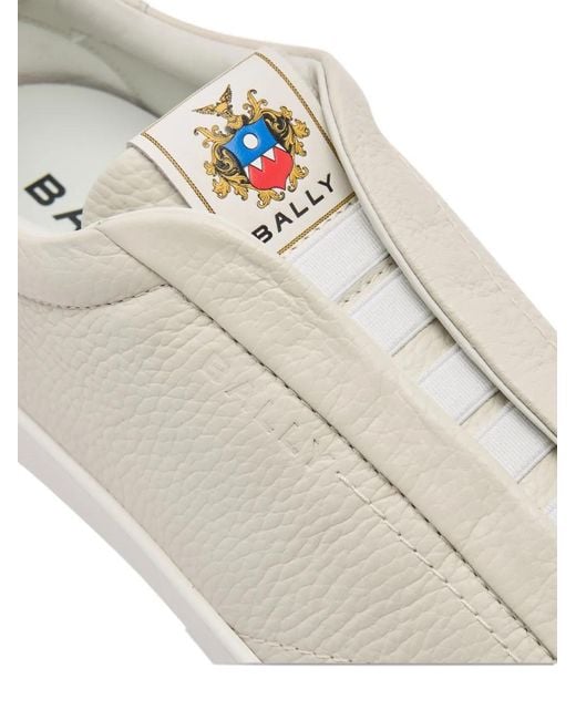 Bally White Grained Leather Retro Crest Sneakers for men