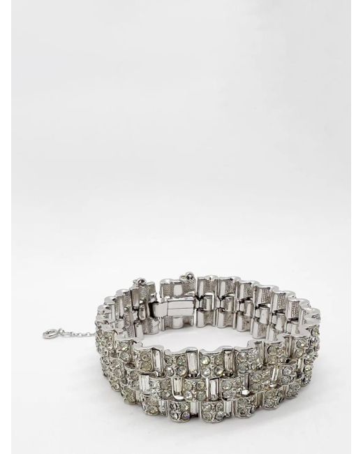 JENNIFER GIBSON JEWELLERY Gray Vintage Deco Style Crystal Tank Track Bracelet 1950s