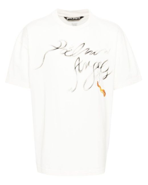 メンズ Palm Angels Foggy ロゴ Tシャツ White