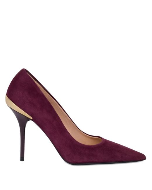 Love Moschino Purple Pointed-Toe Metallic-Detail Pumps