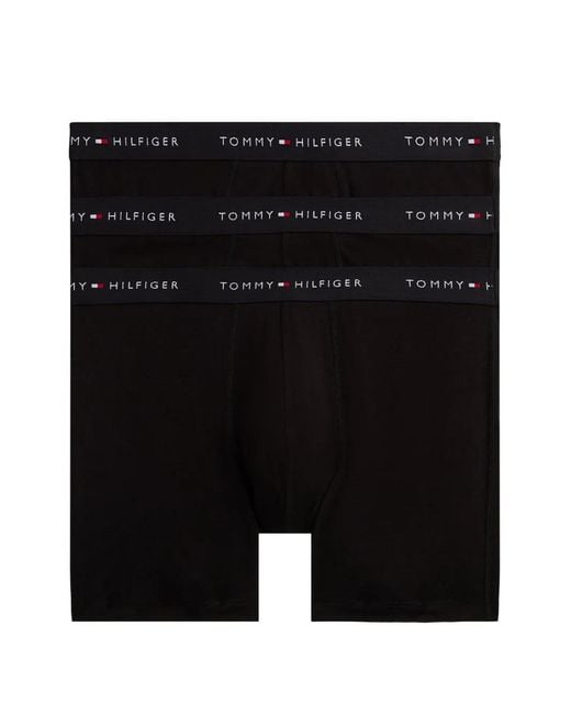 Tommy Hilfiger Black Logo-Waistband Boxers (Pack Of Three) for men