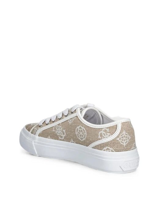 Guess White Monogram-Print Low-Top Sneakers