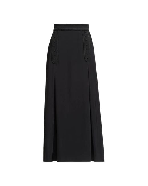 Elie Saab Black Cord-Embellishment Midi Skirt