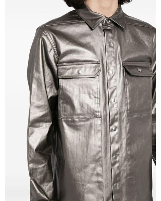 Rick Owens Gray Metallic Denim Jacket for men