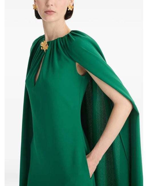 Oscar de la Renta Green Cyclamen-Detail Maxi Dress