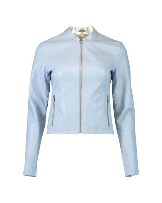 Lamarque Blue Chapin Reversible Leather Jacket