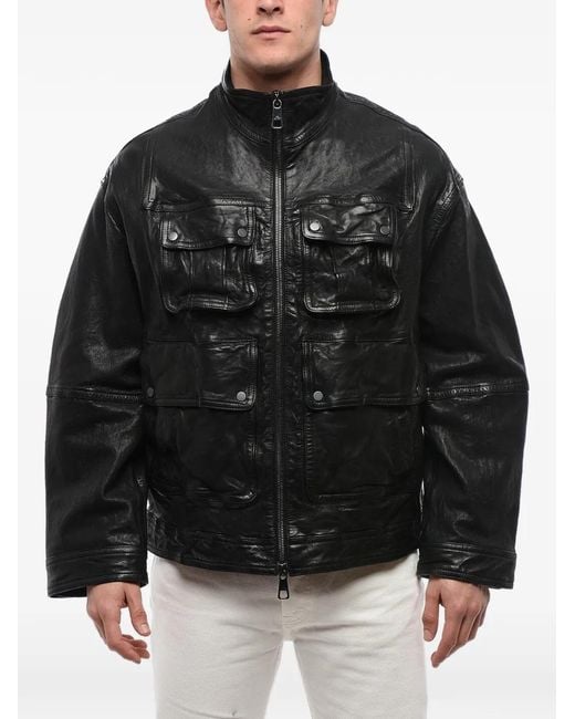 Neil Barrett Black Multi-Pocket Leather Jacket for men