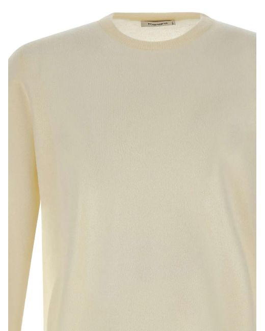 Kangra White Crew-Neck Ribbed-Edge Sweater for men