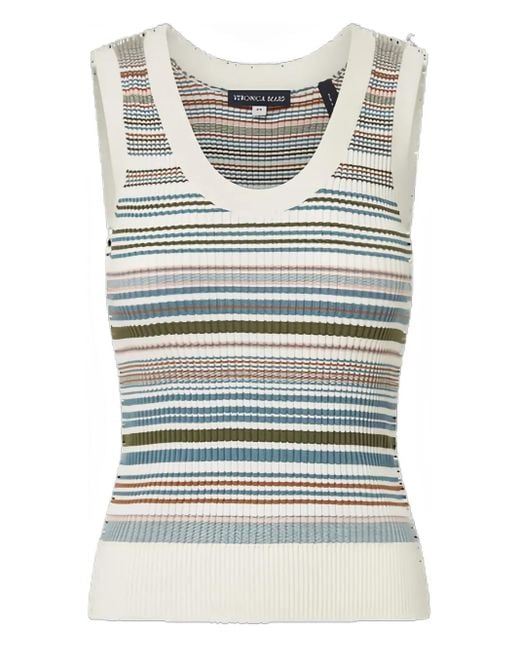 Veronica Beard Gray Ezinna Striped Top