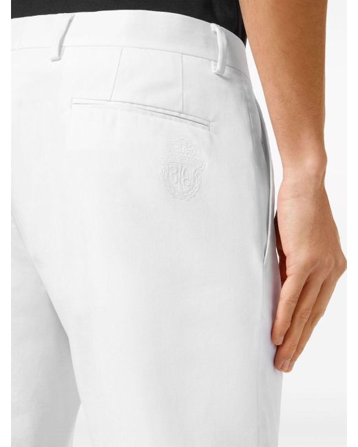 Billionaire White Cotton Chino Shorts for men