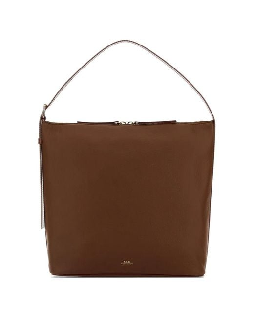 A.P.C. Brown Vera Logo-Detail Tote Bag