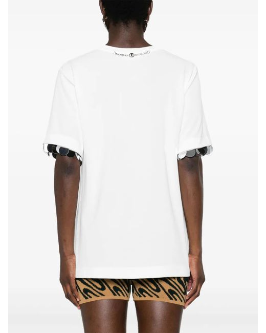 Rabanne White Paillette-Embellished Crepe T-Shirt